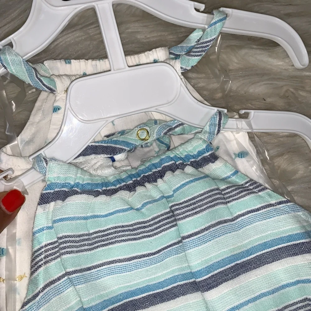 Cynthia Rowley Baby Girls 2-Pack Cotton Halter Rompers | 12M | NWT